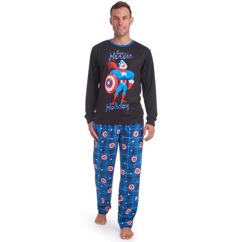 Christmas Print Plush PJ Pant (Black - Santa Skull, Large)