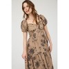 August Sky Women's Floral Print Textured Sweetheart Neck Tiered Midi Dress - 4 of 4
