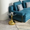 small round side table for small space ,Cocktail Table,,Living Room Small Coffee Table, end table, tempered glass top - 3 of 4