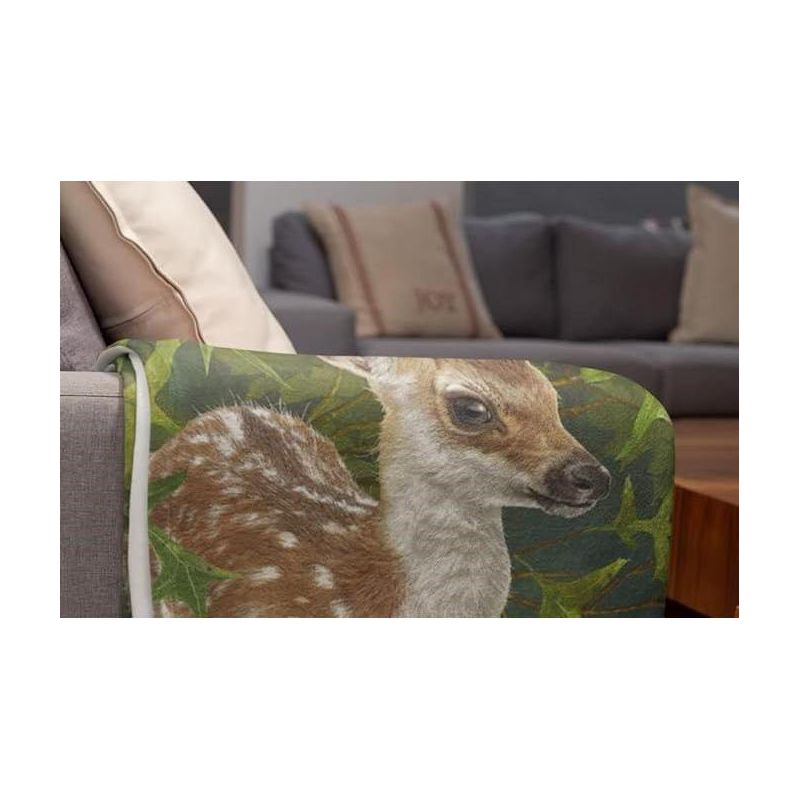 Dawhud Direct 50" x 60" Forest Fawn Fleece Throw Blanket for Women, Men and Kids, 5 of 6