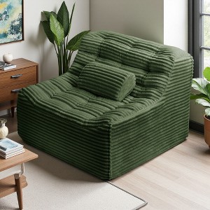 Oversized Plush Foam Swivel Glider Chair with Adjustable Pillows - 1 of 4