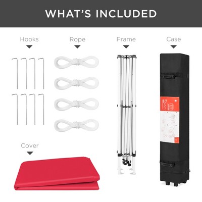 Red 10x10ft Portable Pop-Up Canopy Tent with Carrying Bag