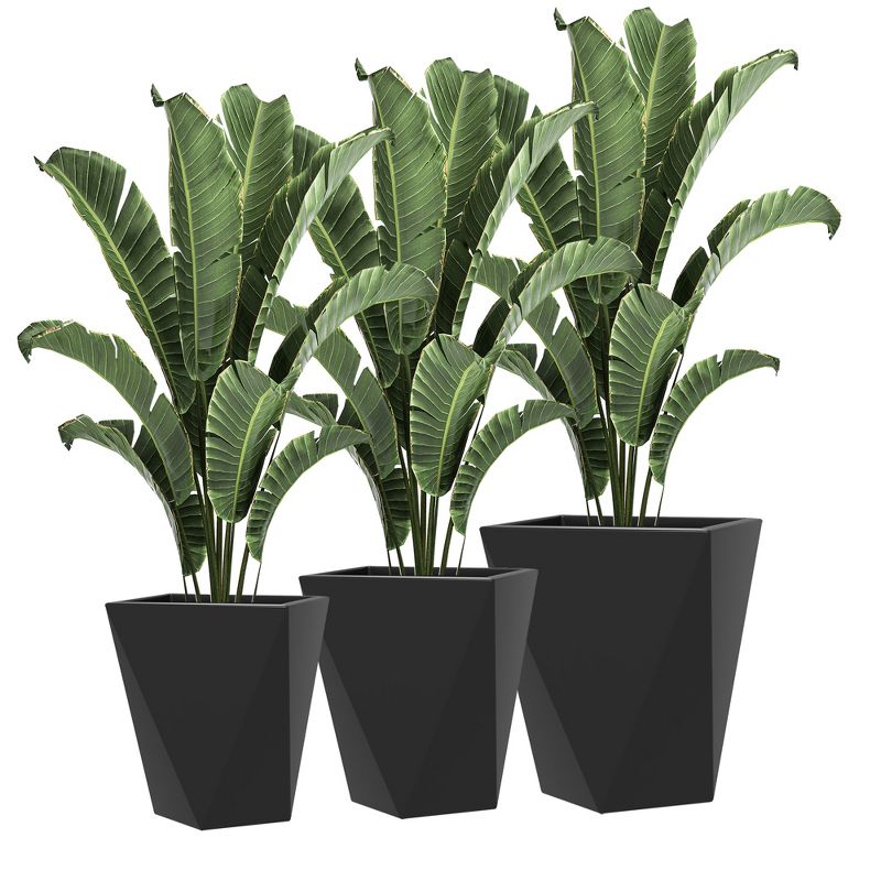 Outsunny Tall Planters Set of 3, MgO Indoor Outdoor Planters with Drainage Holes, Stackable Flower Pots for Garden, Patio, Balcony, Front Door, 4 of 7