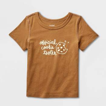 Toddler Kids' Adaptive Short Sleeve 'Cookie Tester' Graphic T-Shirt - Cat & Jack™ Light Brown
