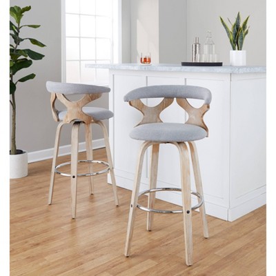 Gray Swivel Wood and Metal Barstool Set of 2