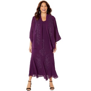 Catherines Women's Plus Size Masquerade Beaded Dress Set - 1 of 4