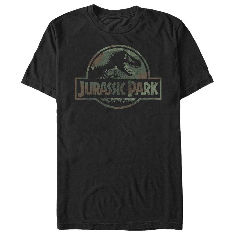 Men's Jurassic Park Dark Camo Logo T-Shirt, 1 of 5