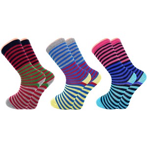 3 Pairs Colorful Fun Crazy Crew Dress Socks – Soft Cotton Blend, Novelty Pattern Socks for Men & Women - 1 of 4