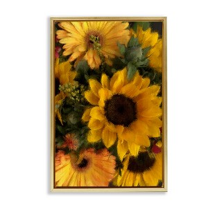 Stupell Industries Bunches of Garden Sunflowers Floating Frame Canvas Art, Gold, 21" x 31" - 1 of 4