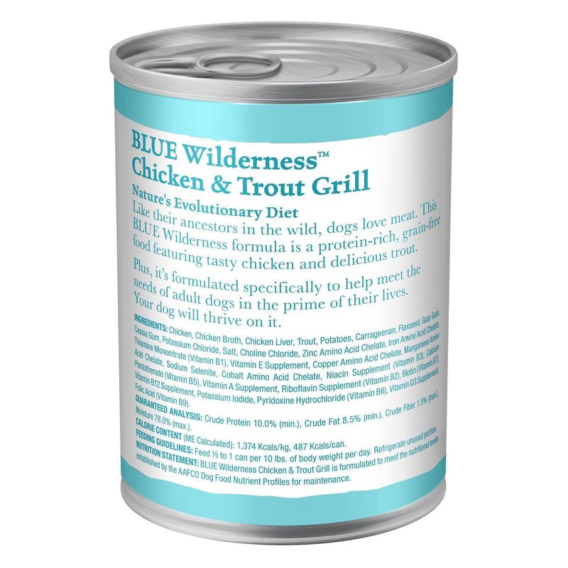 Blue Buffalo Wilderness Grain Free Wet Dog Food Chicken &#38; Trout Fish Grill - 12.5oz/12ct Pack, 5 of 8