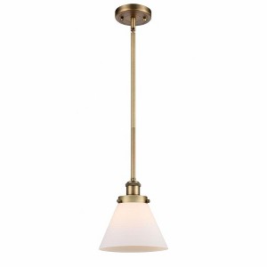 Cone - 1 Light Stem Hung Mini Pendant In Industrial Style-10 Inches Tall and 8 Inches Wide - 1 of 1