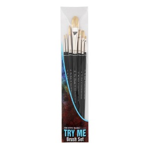 Creative Mark Pro Stroke Premium White Chungking Hog Bristle Artist Paint Brush - Try-Me Set of 7 - Natural Bristle Brush w/ Great Control Suitable - 1 of 4