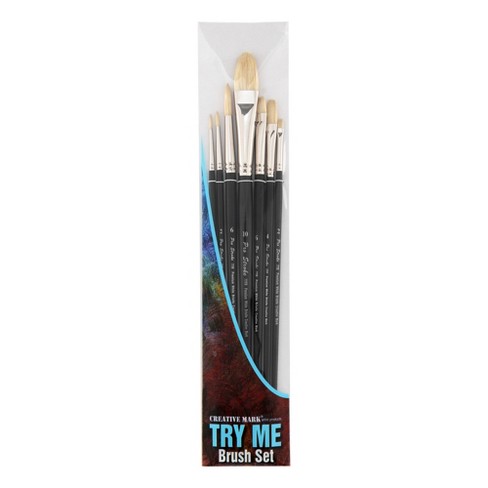 Creative Mark Pro Stroke Premium White Chungking Hog Bristle Artist Paint Brush - Try-Me Set of 7 - Natural Bristle Brush w/ Great Control Suitable - image 1 of 4