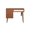 Rattan Vanity Set with Stool, 4 Drawers, USB & Outlets, Metal Handles, Wooden Makeup Desk for Bedroom - 3 of 4