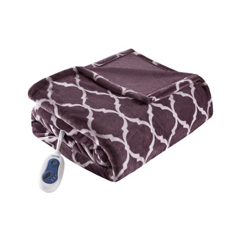 Electric Heated Ogee Printed Oversized Throw Blanket 60x70 Purple Beautyrest Microplush Machine Washable 5 year Warranty Target