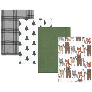 Hudson Baby Infant Boy Cotton Flannel Burp Cloths, Wild Forest 4-Pack, One Size - 1 of 4