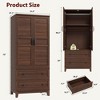 Armoire Wardrobe Closet with 2 Drawers,72" Wooden Wardrobe Cabinet with Hanging Rod, Tall Clothing Armoire Cabinet - 2 of 4