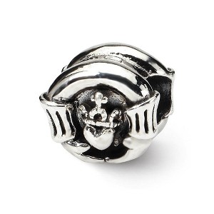 Black Bow Jewelry Sterling Silver Claddagh Bead Charm - 1 of 3