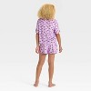 Girls' Halloween Bats Short Sleeve Button-Down Pajama Set - art class™ Purple - 2 of 4