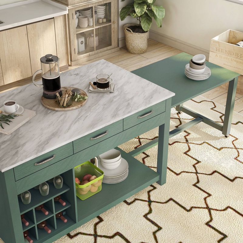 Fredricke Extendable Kitchen Island with Faux Marble - HOMES: Inside + Out, 4 of 11