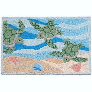 Jellybean Turtles Swimming Rug – Charming Indoor & Outdoor Doormat, 20" X 30" - 1 of 3