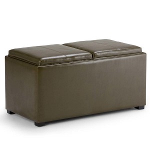 Frankl5pc Storage Ottoman Deep Olive Green Faux Leather - Wyndenhall, Green Green