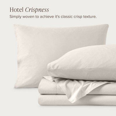 Twin XL French Beige Organic Cotton Percale Sheet Set