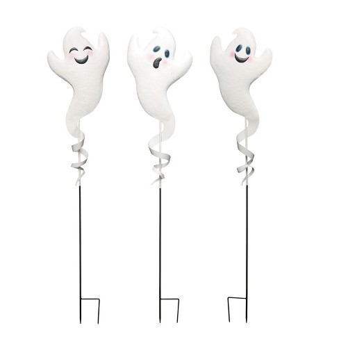 Transpac Metal Silly Ghost Y/S Set of 3 KD Halloween Home Decorations - image 1 of 1