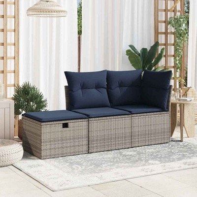 Garden Stool Black PE Rattan Small Water-resistant materialsvidaXL