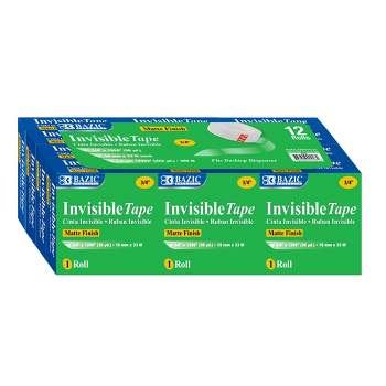 BAZIC Products Tape Refill, Invisible Tape, 3/4" x 1000", 12 Rolls
