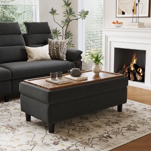 46" Storage Ottoman Bench, Linen Coffee Table for Living Room or Entryway - 1 of 4