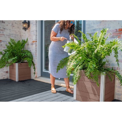 Urbana 22" Espresso Brown Embossed Vinyl Cube Planter