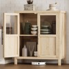 29" Large Buffet Sideboard Cabinet with 2 Glass Doors and Shelves, Farmhouse Storage Cabinet for Kitchen Dining Room, Living Room - 3 of 4