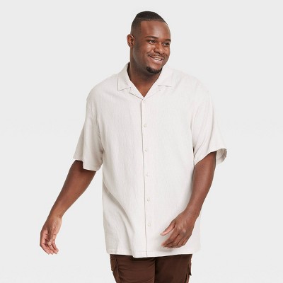 Men's Short Sleeve Slub Camp Button-Down Shirt - Goodfellow & Co™