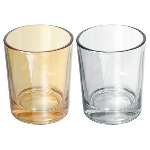 Unique Bargains Bathroom Toothbrush Tumblers Glass Cup for Bathroom Kitchen Color Smoke Gray Amber 4.92''x3.03'' 2pcs - 1 of 4