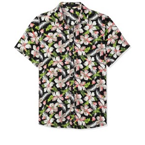 Lars Amadeus Men's Summer Floral Print Short Sleeve Button Down Beach Hawaiian Casual Shirt - 1 of 4