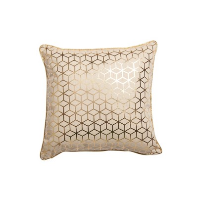 18x18" Grid Square Throw Pillow Gold/White - Sure Fit