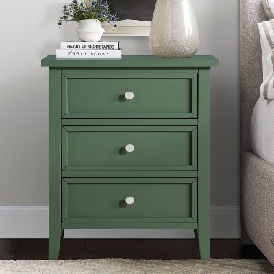 Lennon Vintage Green 3-Drawer Wood Nightstand