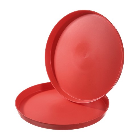 Unique Bargains Round Restaurant Non-Slip Fodd Serving Trays Red 11.5" x 0.94" 2 Pcs - image 1 of 4