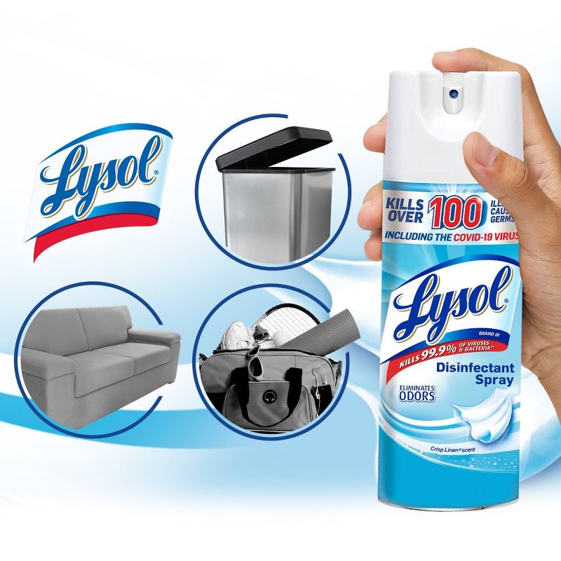 Lysol Crisp Linen Disinfectant Spray - 19oz/2ct, 3 of 10