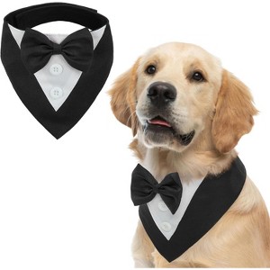Dog Tuxedo, Formal Wedding Bandana Collar with Bow Tie, Adjustable Pet Party Tuxedo, Valentine's Outfit - 1 of 4