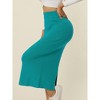 INSPIRE CHIC Women's Elastic High Waist Slit Hem Stretchy Ribbed Knit Bodycon Midi Skirts - 2 of 4