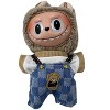Doll Clothes Superstore Blue Square Print Overalls with Bear Appliqué and Hat for 17.5 cm Labubu Dolls - 3 of 4