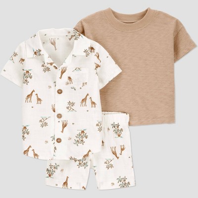 Carter's Just One You®️ Baby Boys' Creme Scenic 3pc Set Top & Bottom Set - Brown