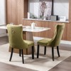 Akoasm Set of 2 Modern Velvet Upholstered Dining Chairs, Armless Chair with Wood Legs For Dining Room-Olive-Green - 3 of 4