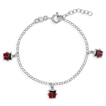 Girls' Enamel Ladybug Charm Bracelet Sterling Silver - In Season Jewelry