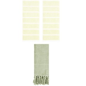 REGALWOVEN 3 Packs Striped and Solid Absorbent Soft Cotton Hand Towel for Bathroom - 1 of 4