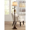 Kathy Ireland Vintage Swing Arm Floor Lamp 61" Tall Bronze Marble Font Faux Silk Shade for Living Room Reading House Bedroom Home - 2 of 4