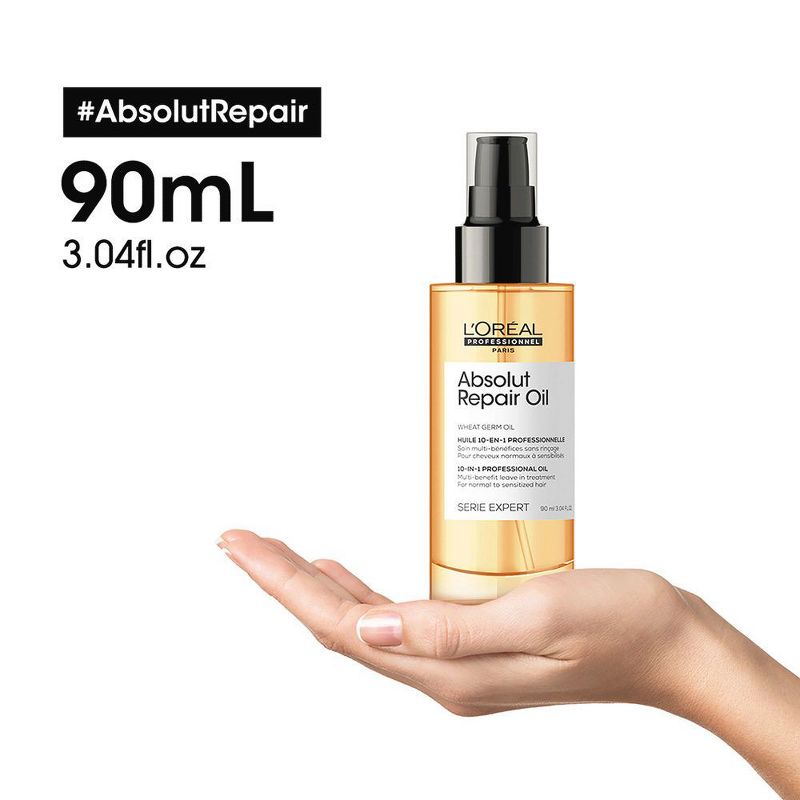 L'Oreal ABSOLUT REPAIR 10-in-1 Leave-in Oil (3.04 oz) Absolute Nourishes, Resurfaces & Repairs | Loreal Quinoa & Proteins |  Dry & Damaged Hair, 3 of 7
