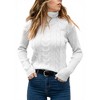 Imily Bela Women's High-Neck Solid Color Long-Sleeve Cable Knit Sweater Top - 2 of 3